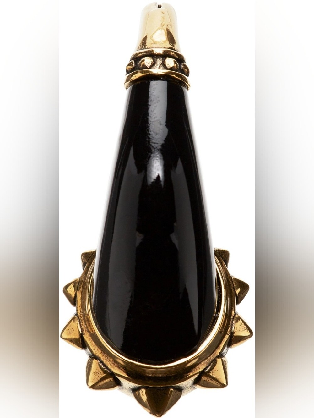 Alexander McQueen Gold and Black Horn Hoop Earrings - Picture 2 of 16